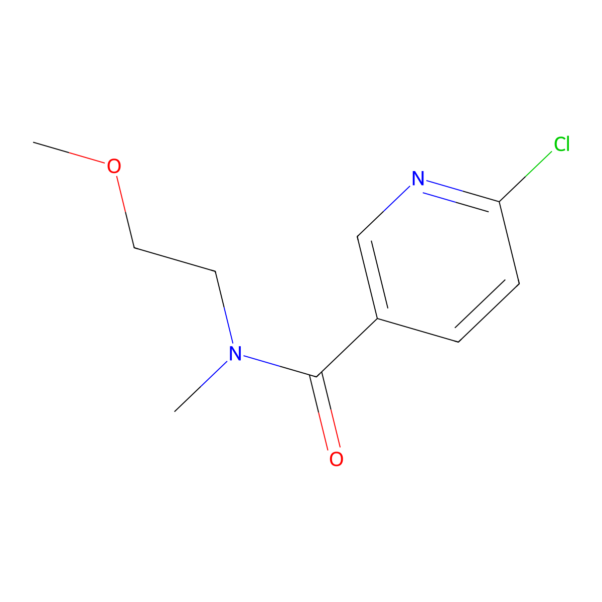 6-chloro-N-(2-methoxyethyl)-N-methylpyridine-3-carboxamide molecular structure, CAS 1183406-50-9