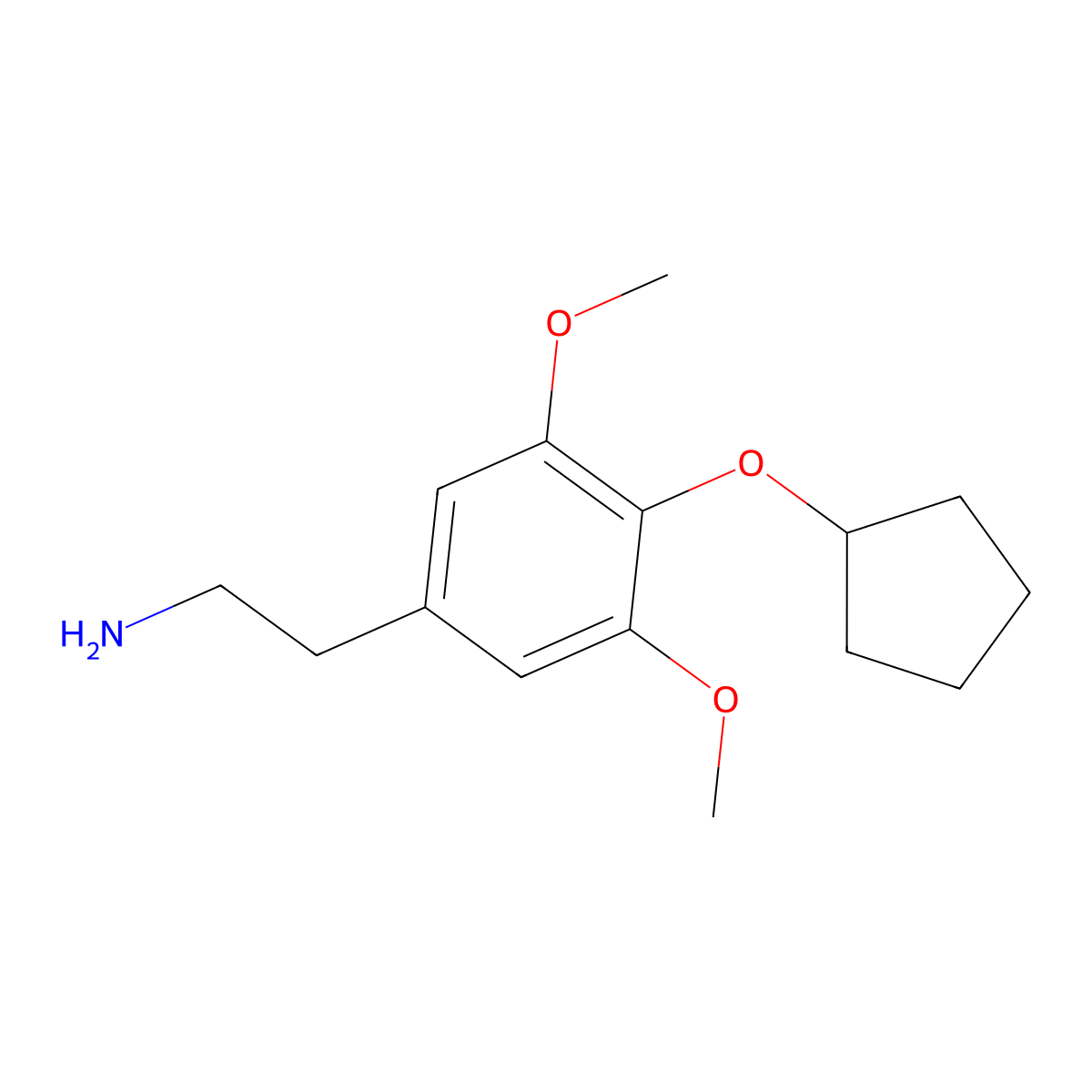 2-[4-(Cyclopentyloxy)-3,5-dimethoxyphenyl]ethan-1-amine molecular structure, CAS 1183407-23-9