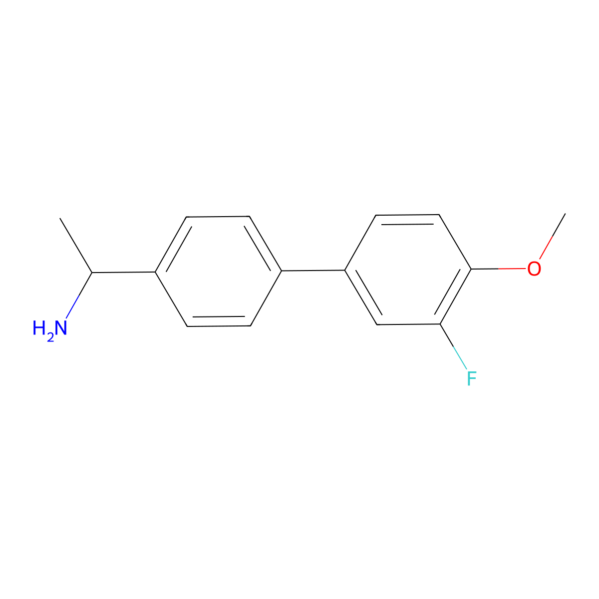 1-[4-(3-Fluoro-4-methoxyphenyl)phenyl]ethan-1-amine molecular structure, CAS 1183409-89-3