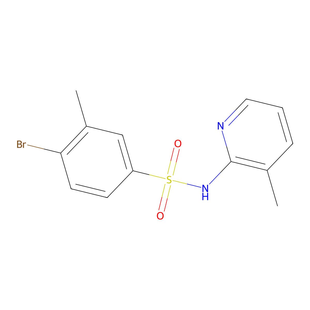 4-bromo-3-methyl-N-(3-methyl-2-pyridinyl)benzenesulfonamide molecular structure, CAS 1183415-52-2