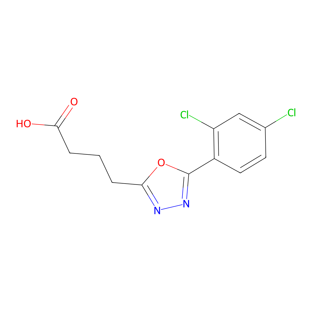 4-[5-(2,4-Dichlorophenyl)-1,3,4-oxadiazol-2-yl]butanoic acid molecular structure, CAS 1183417-92-6