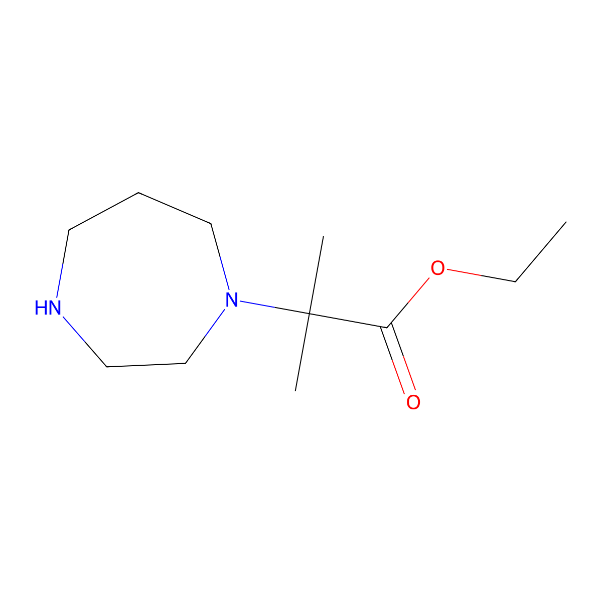 Ethyl 2-(1,4-diazepan-1-yl)-2-methylpropanoate molecular structure, CAS 1183421-42-2
