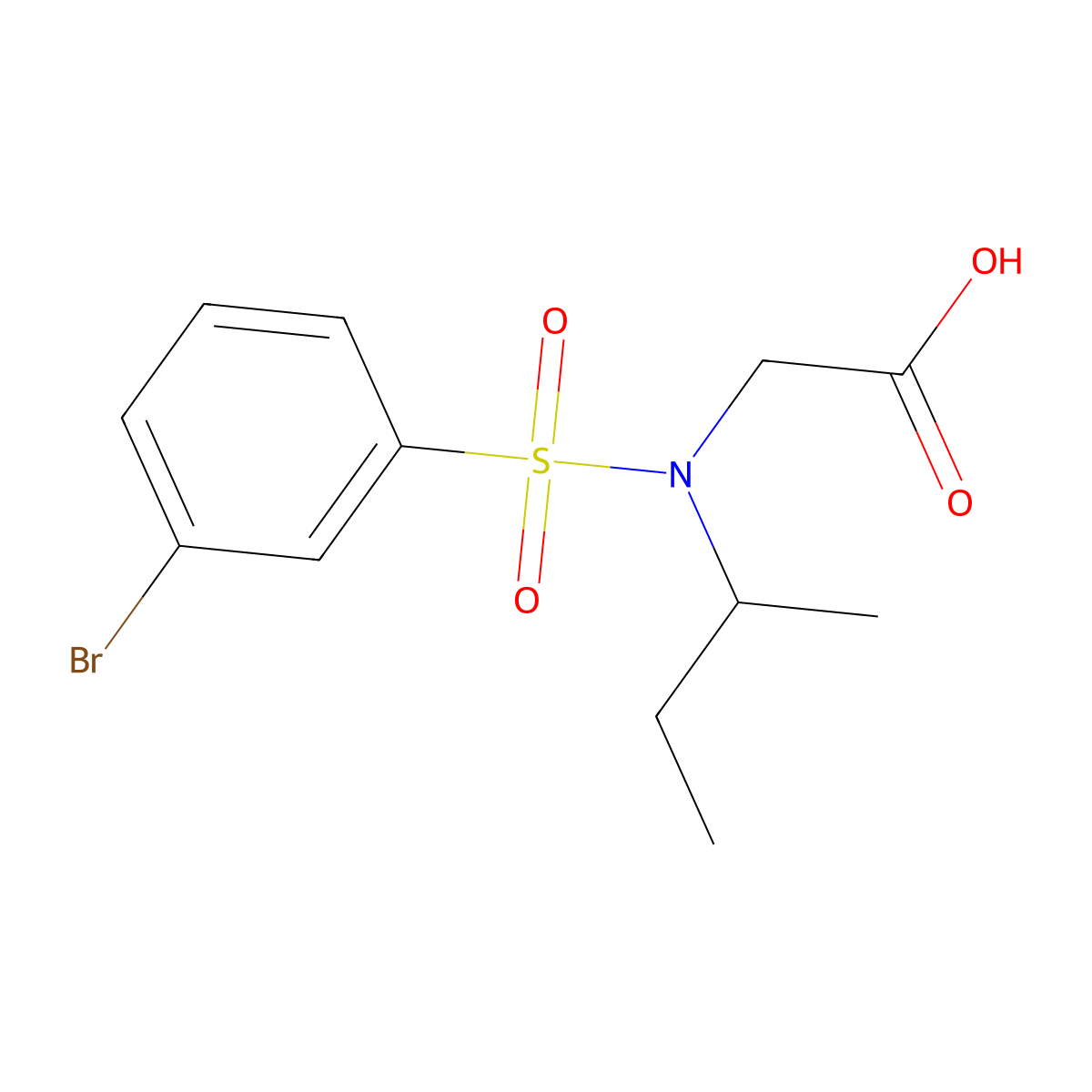 2-[N-(butan-2-yl)3-bromobenzenesulfonamido]acetic acid molecular structure, CAS 1183427-49-7