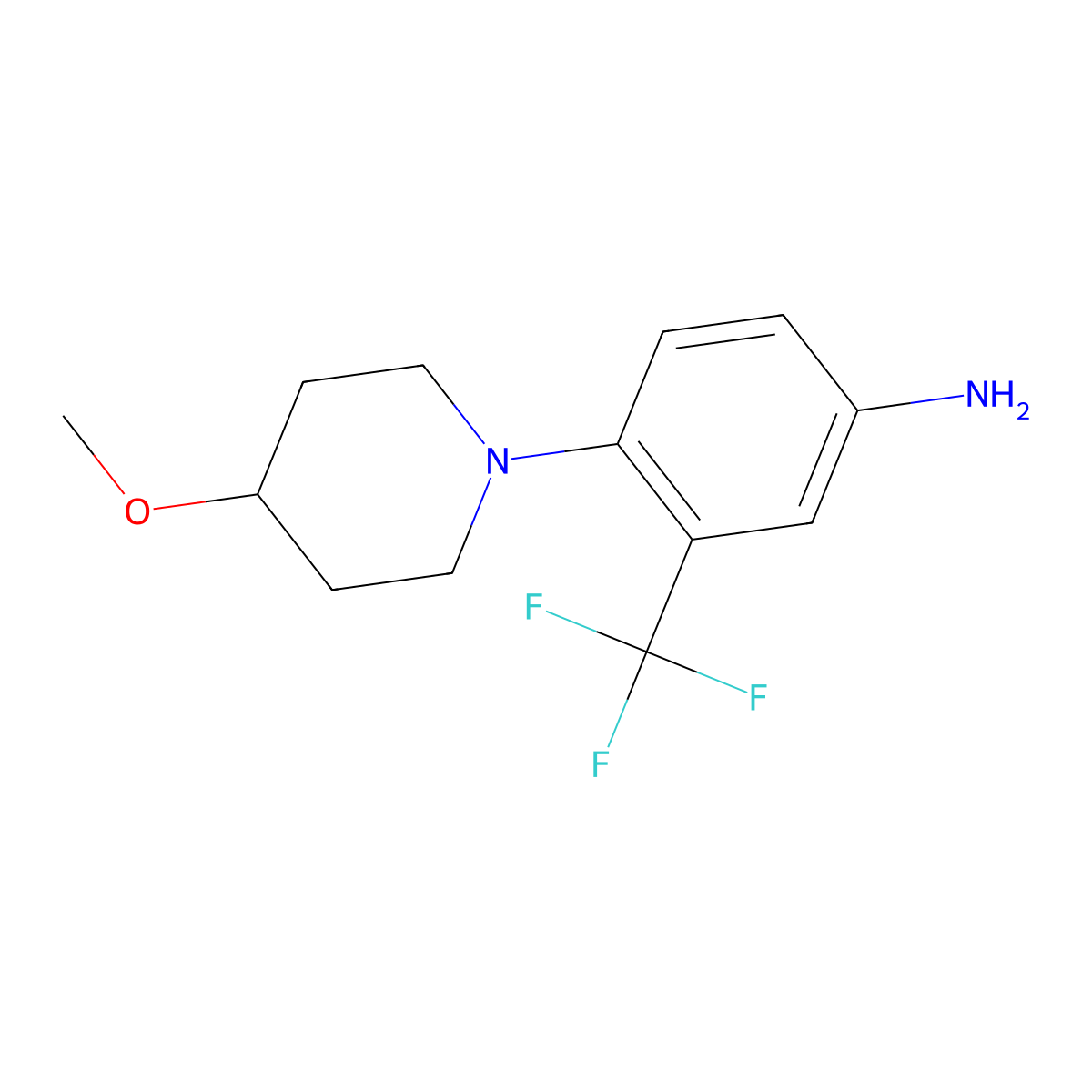 4-(4-Methoxypiperidin-1-yl)-3-(trifluoromethyl)aniline molecular structure, CAS 1183432-63-4