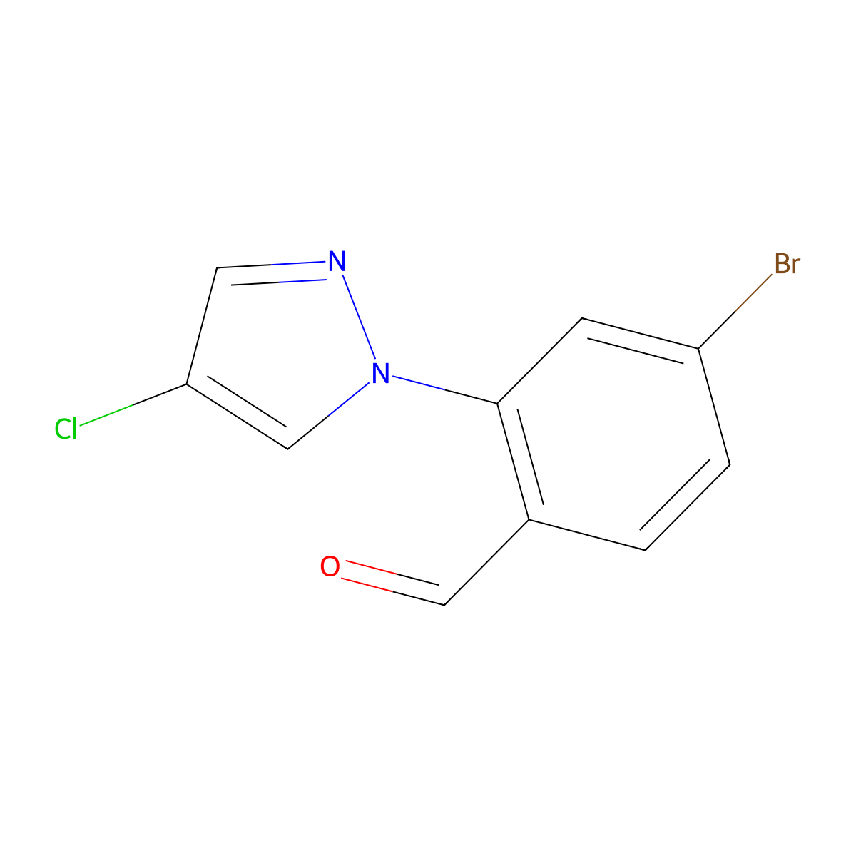 4-Bromo-2-(4-chloro-1H-pyrazol-1-YL)benzaldehyde molecular structure, CAS 1183435-30-4