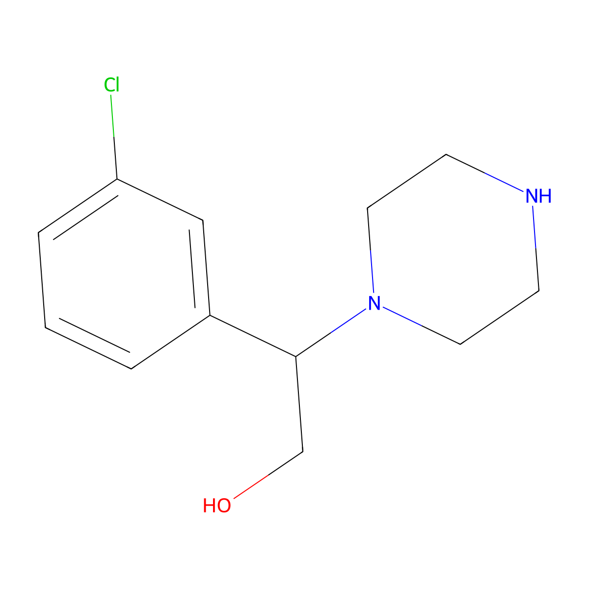 2-(3-Chlorophenyl)-2-(piperazin-1-yl)ethan-1-ol molecular structure, CAS 1183442-35-4