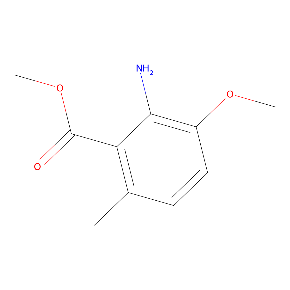 Methyl 2-amino-3-methoxy-6-methylbenzoate molecular structure, CAS 1183448-56-7