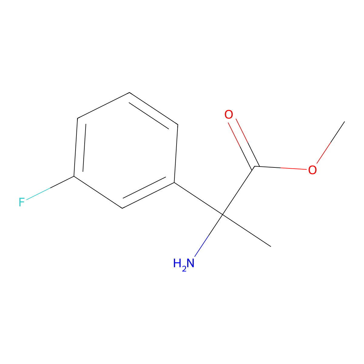 Methyl 2-amino-2-(3-fluorophenyl)propanoate molecular structure, CAS 1183448-80-7