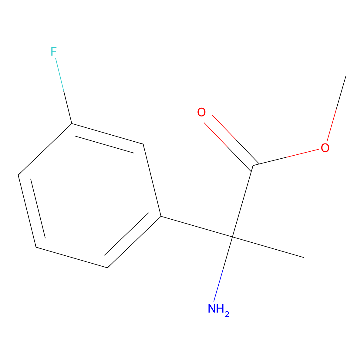 Methyl 2-amino-2-(3-fluorophenyl)propanoate molecular structure, CAS 1183448-80-7