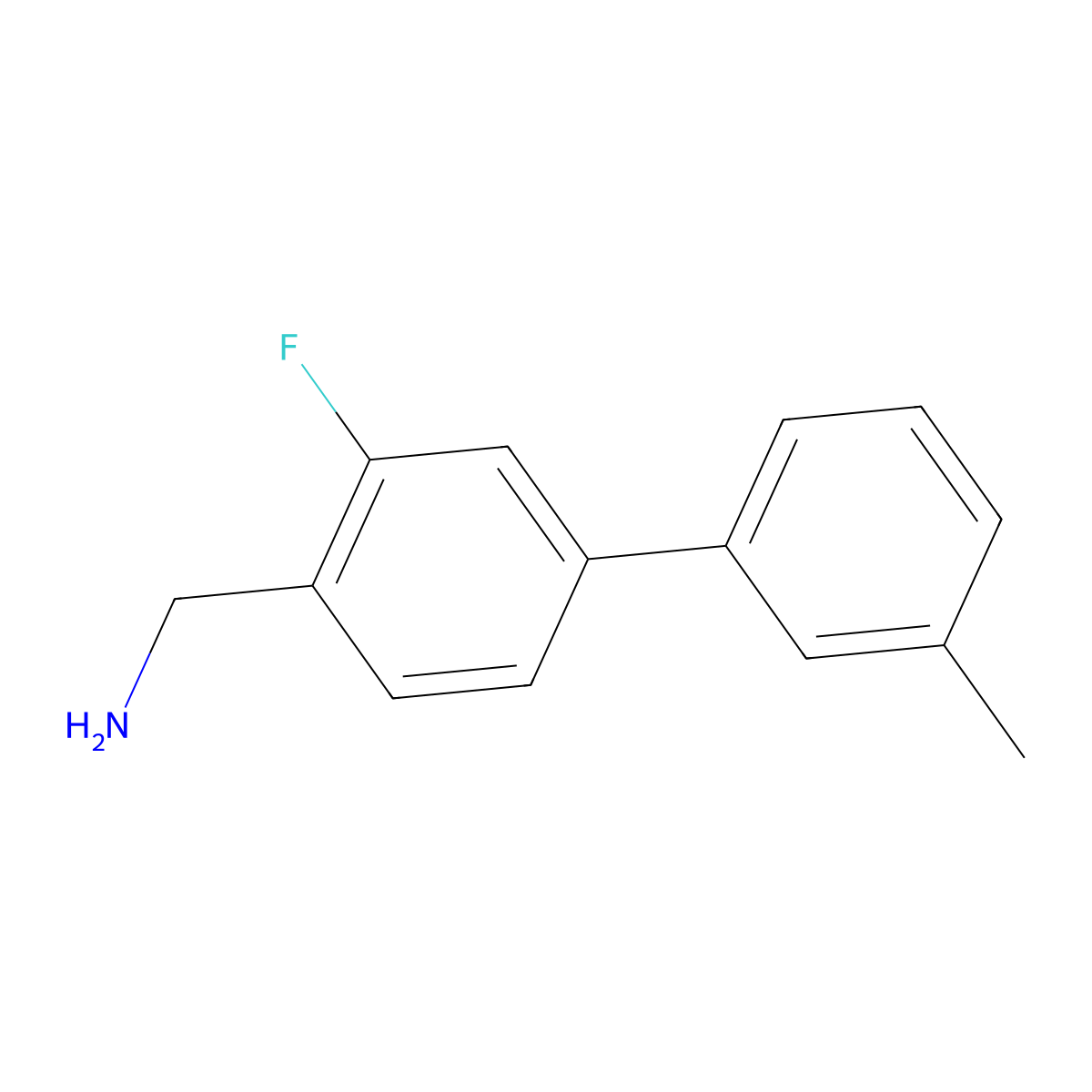 (3-Fluoro-3'-methyl-[1,1'-biphenyl]-4-yl)methanamine molecular structure, CAS 1183450-14-7