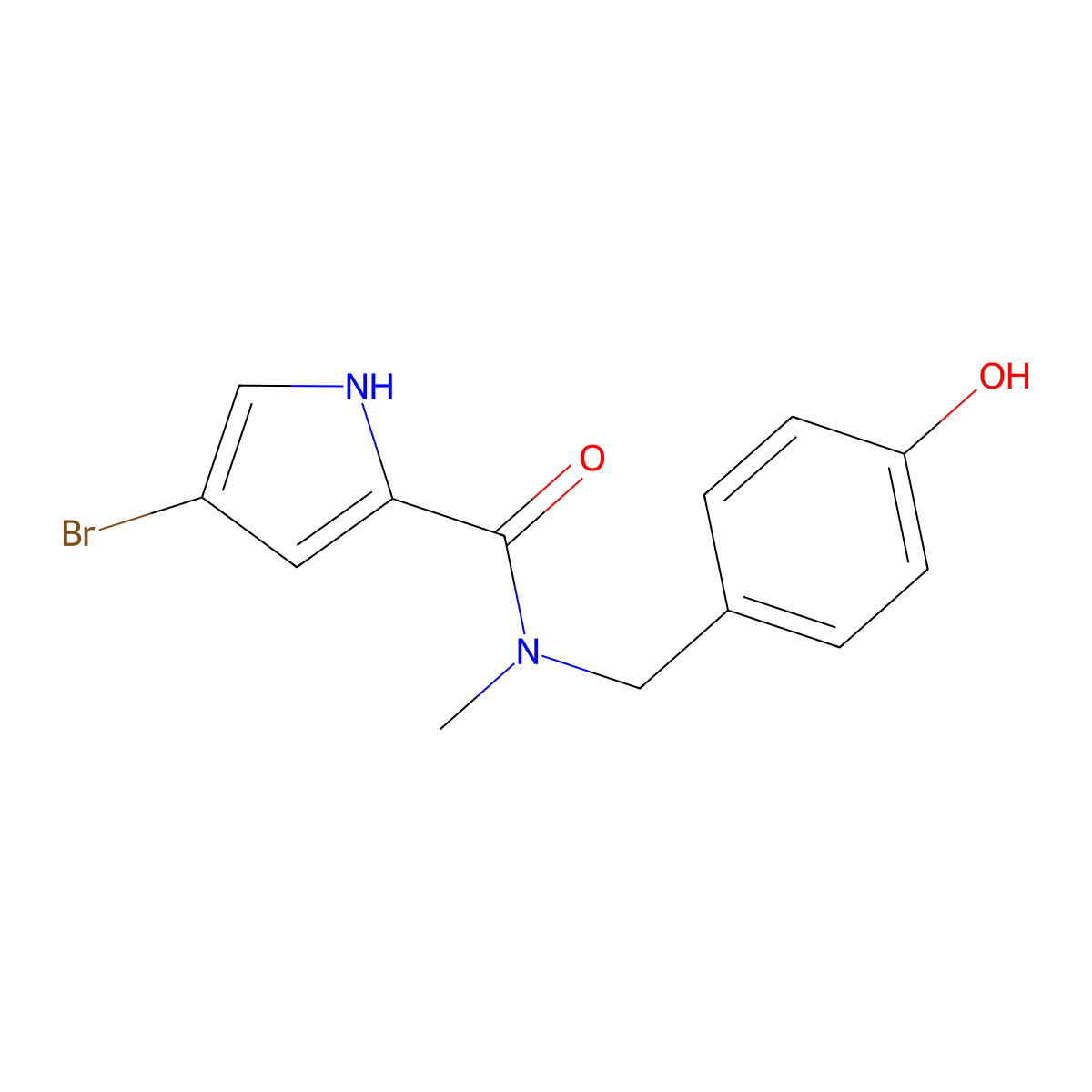 4-bromo-N-[(4-hydroxyphenyl)methyl]-N-methyl-1H-pyrrole-2-carboxamide molecular structure, CAS 1183454-77-4
