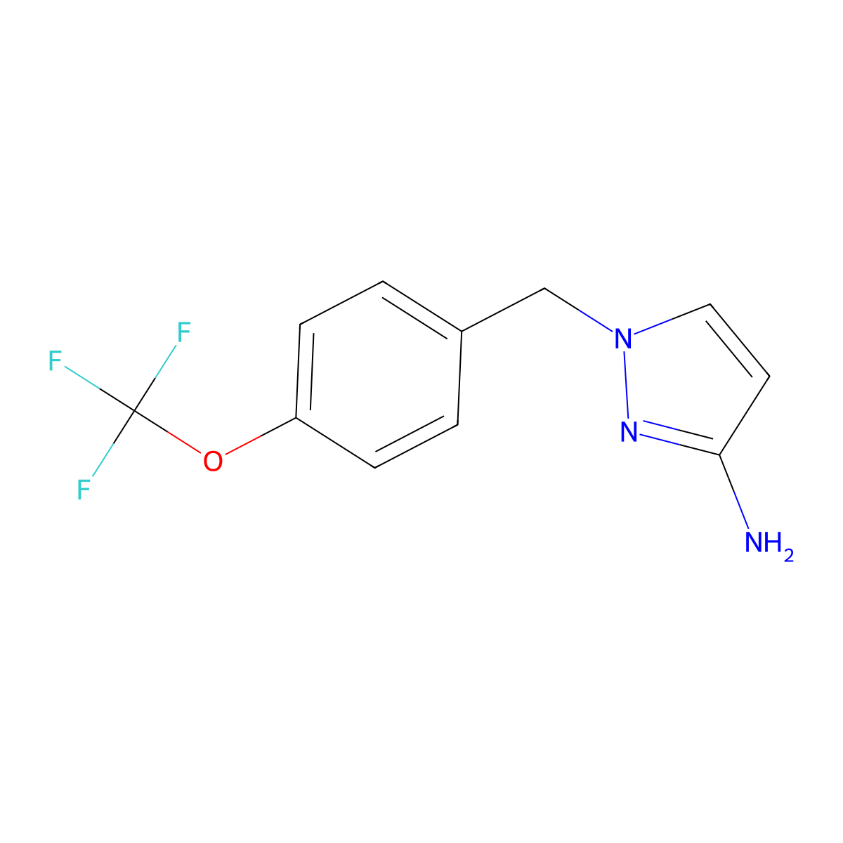 1-{[4-(Trifluoromethoxy)phenyl]methyl}-1H-pyrazol-3-amine molecular structure, CAS 1183457-90-0