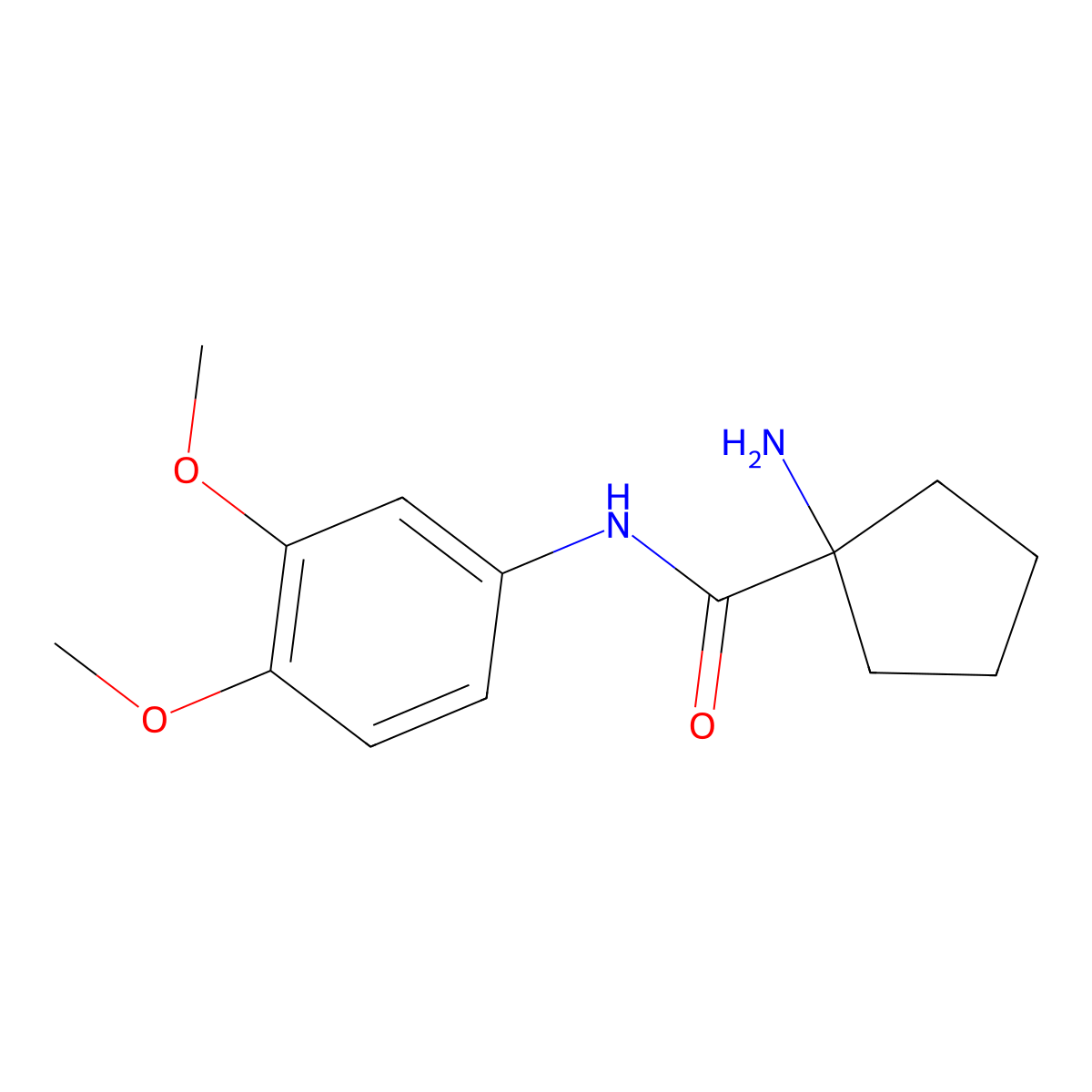 1-amino-N-(3,4-dimethoxyphenyl)cyclopentane-1-carboxamide molecular structure, CAS 1183463-28-6