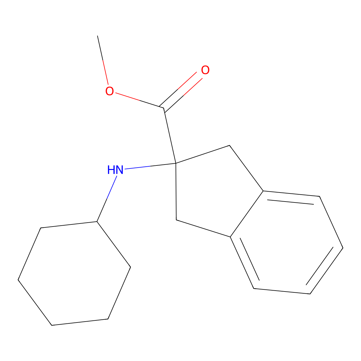 methyl 2-(cyclohexylamino)-2,3-dihydro-1H-indene-2-carboxylate molecular structure, CAS 1183463-52-6