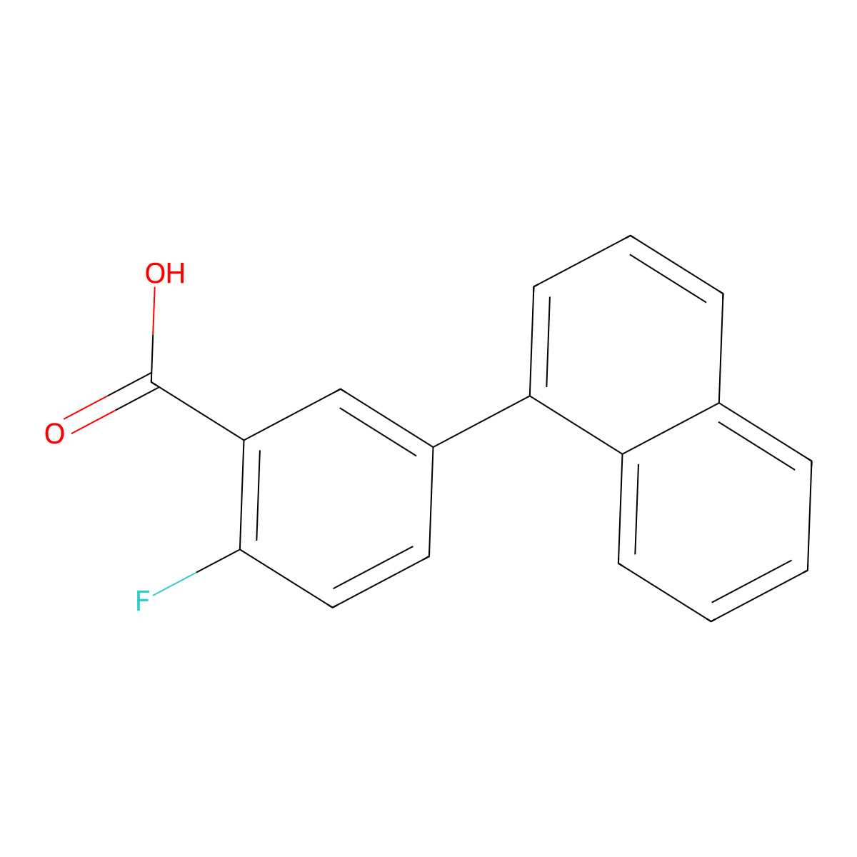 2-Fluoro-5-(naphthalen-1-yl)benzoic acid molecular structure, CAS 1183468-79-2