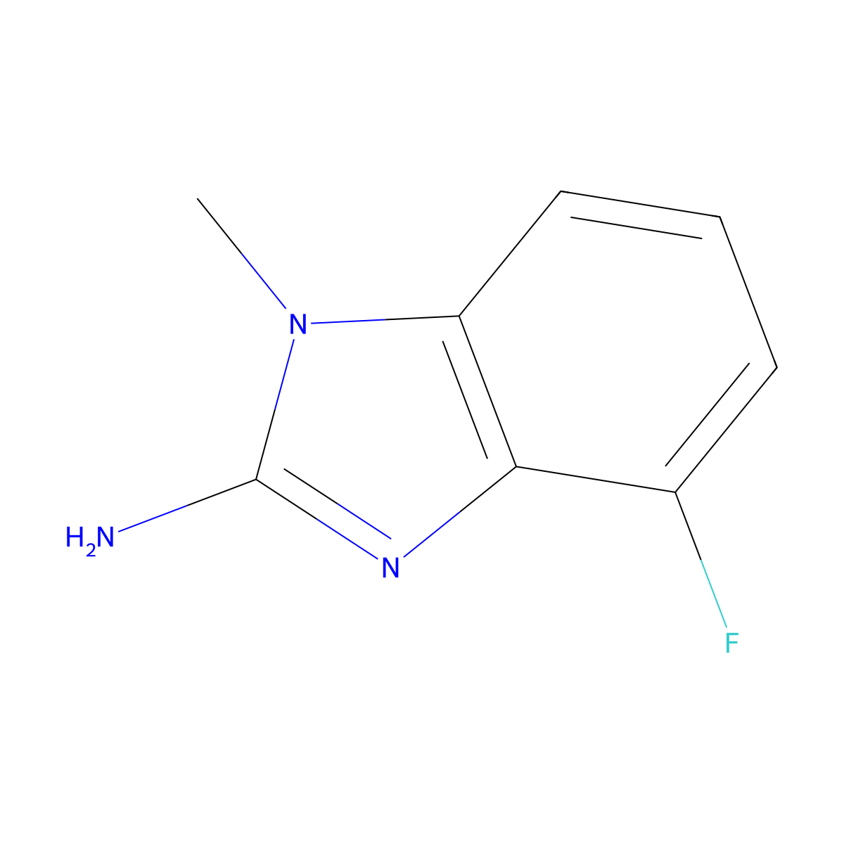 4-fluoro-1-methyl-1H-1,3-benzodiazol-2-amine molecular structure, CAS 1183473-03-1