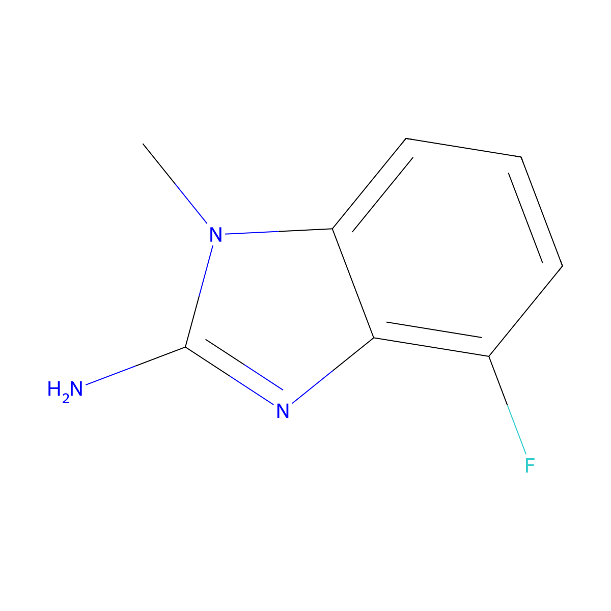 4-fluoro-1-methyl-1H-1,3-benzodiazol-2-amine molecular structure, CAS 1183473-03-1