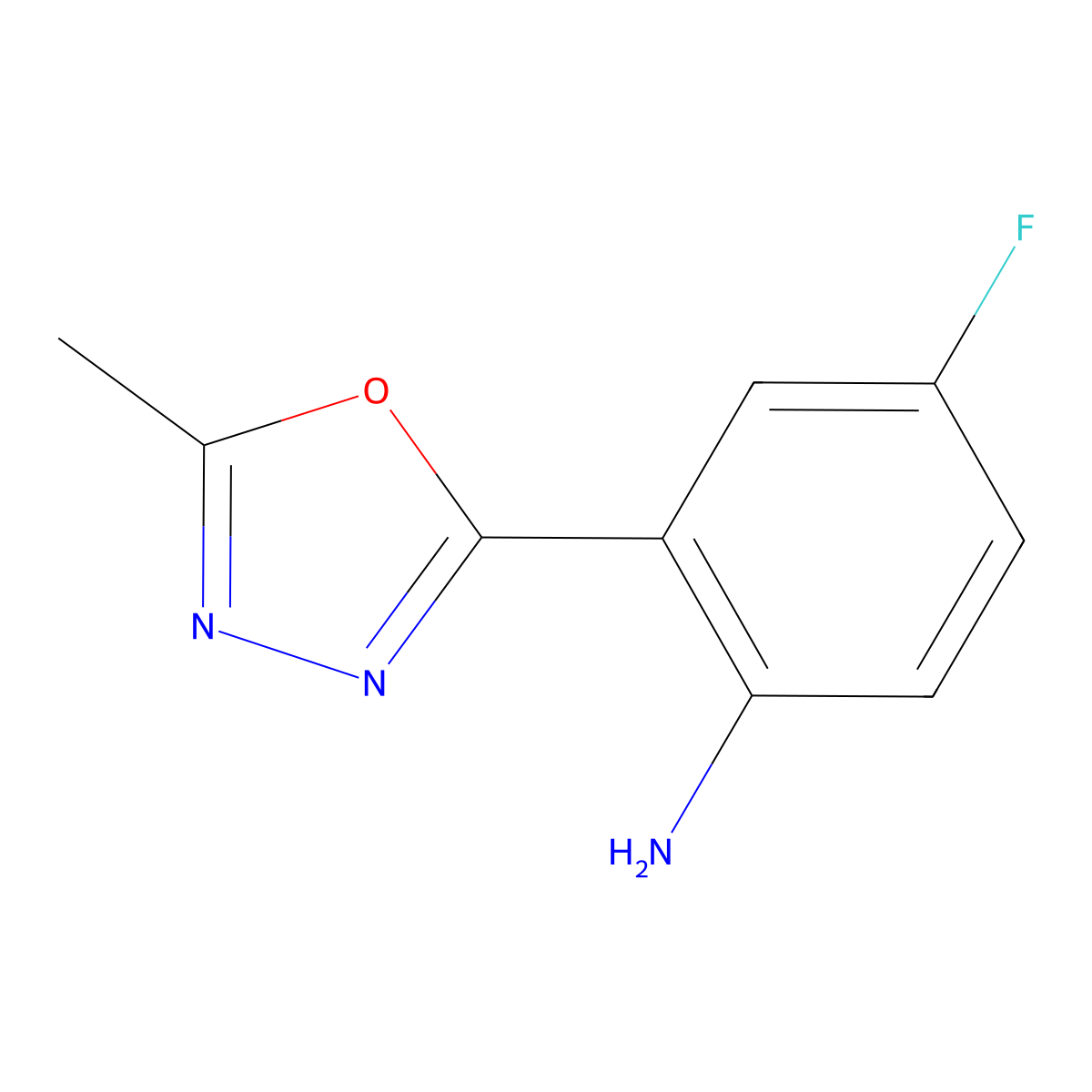4-Fluoro-2-(5-methyl-1,3,4-oxadiazol-2-yl)aniline molecular structure, CAS 1183482-41-8