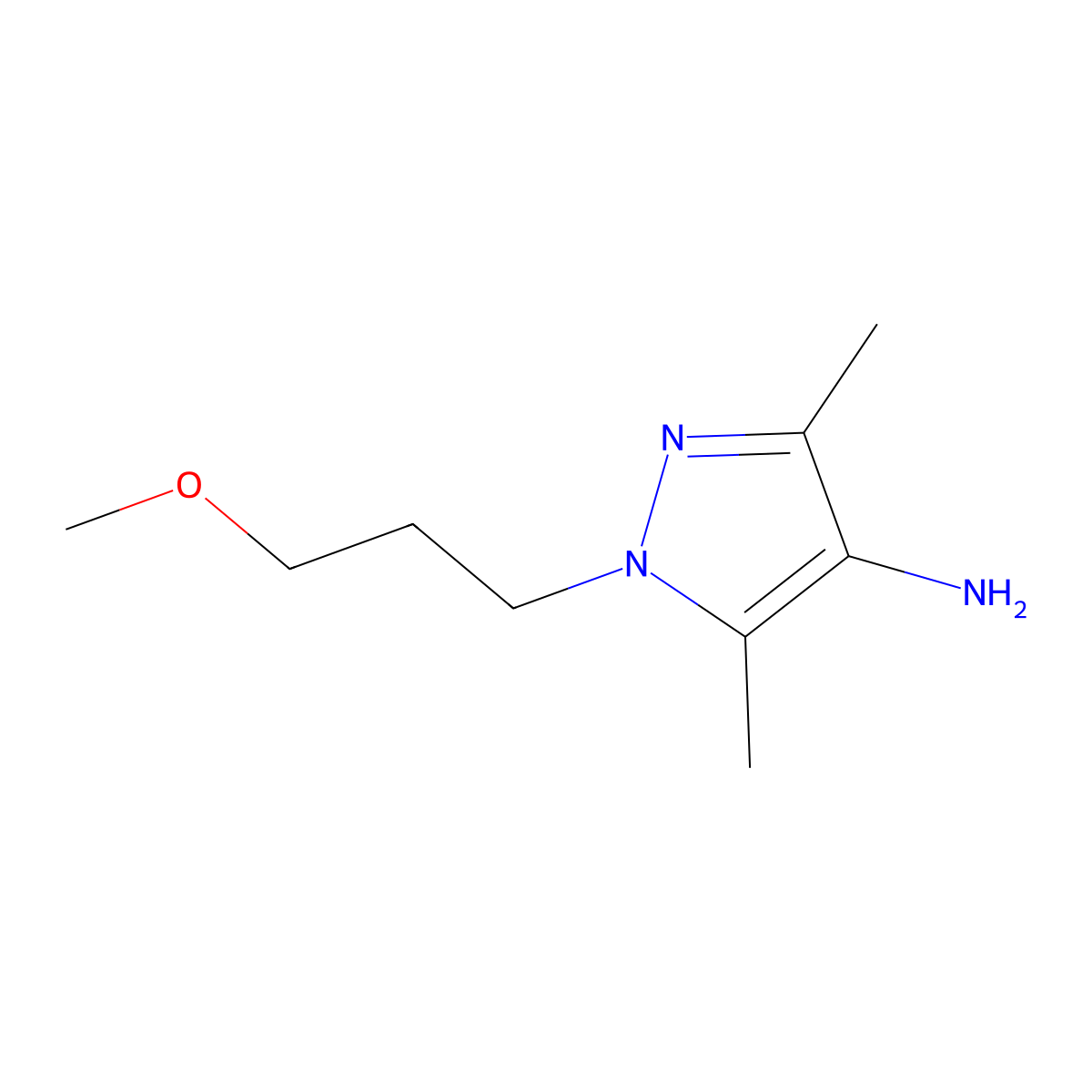 1-(3-Methoxypropyl)-3,5-dimethyl-1h-pyrazol-4-amine molecular structure, CAS 1183490-98-3
