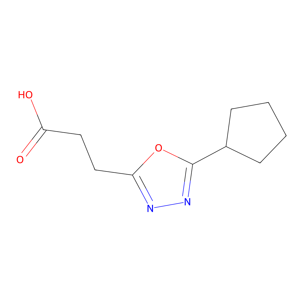 3-(5-Cyclopentyl-1,3,4-oxadiazol-2-yl)propanoic acid molecular structure, CAS 1183501-62-3