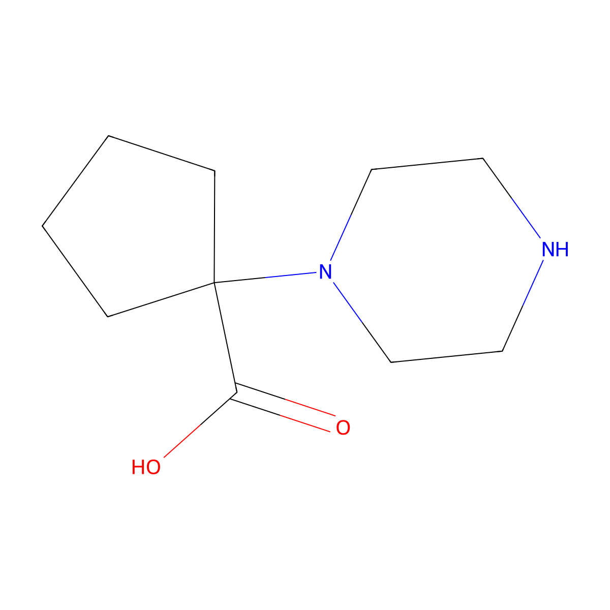 1-(Piperazin-1-yl)cyclopentane-1-carboxylic acid molecular structure, CAS 1183507-00-7