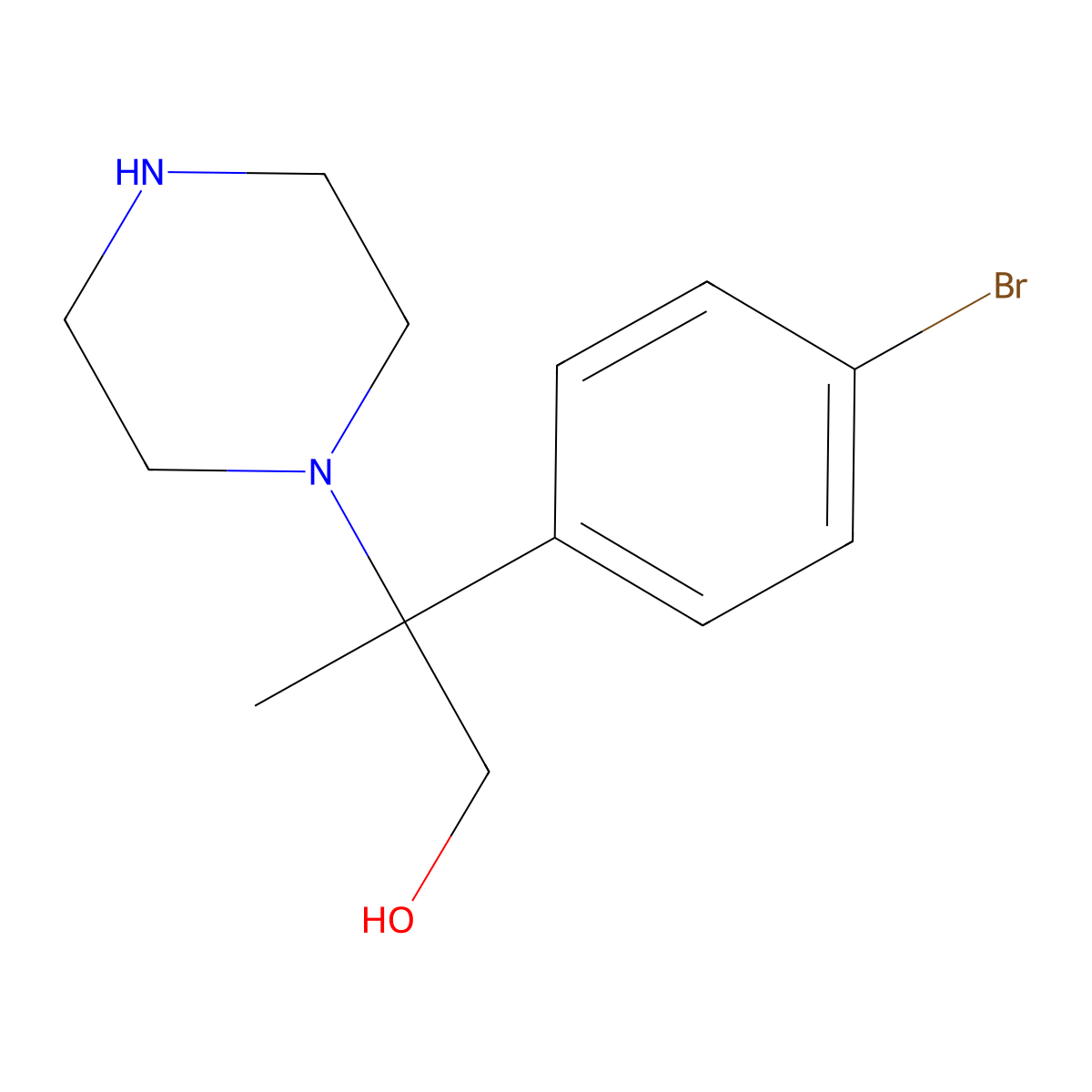 2-(4-Bromophenyl)-2-(piperazin-1-yl)propan-1-ol molecular structure, CAS 1183508-96-4