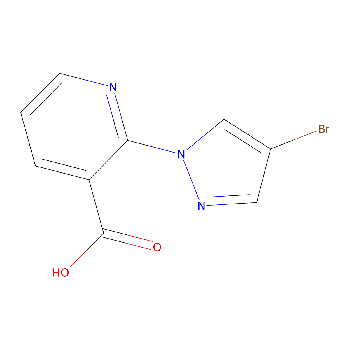 2-(4-bromo-1H-pyrazol-1-yl)pyridine-3-carboxylic acid molecular structure, CAS 1183510-48-6