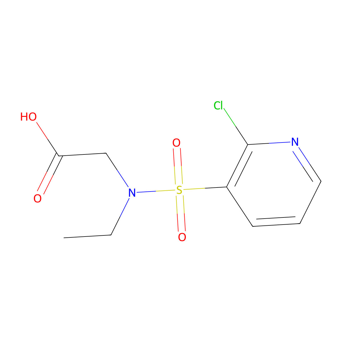 2-(N-ethyl-2-chloropyridine-3-sulfonamido)acetic acid molecular structure, CAS 1183511-00-3