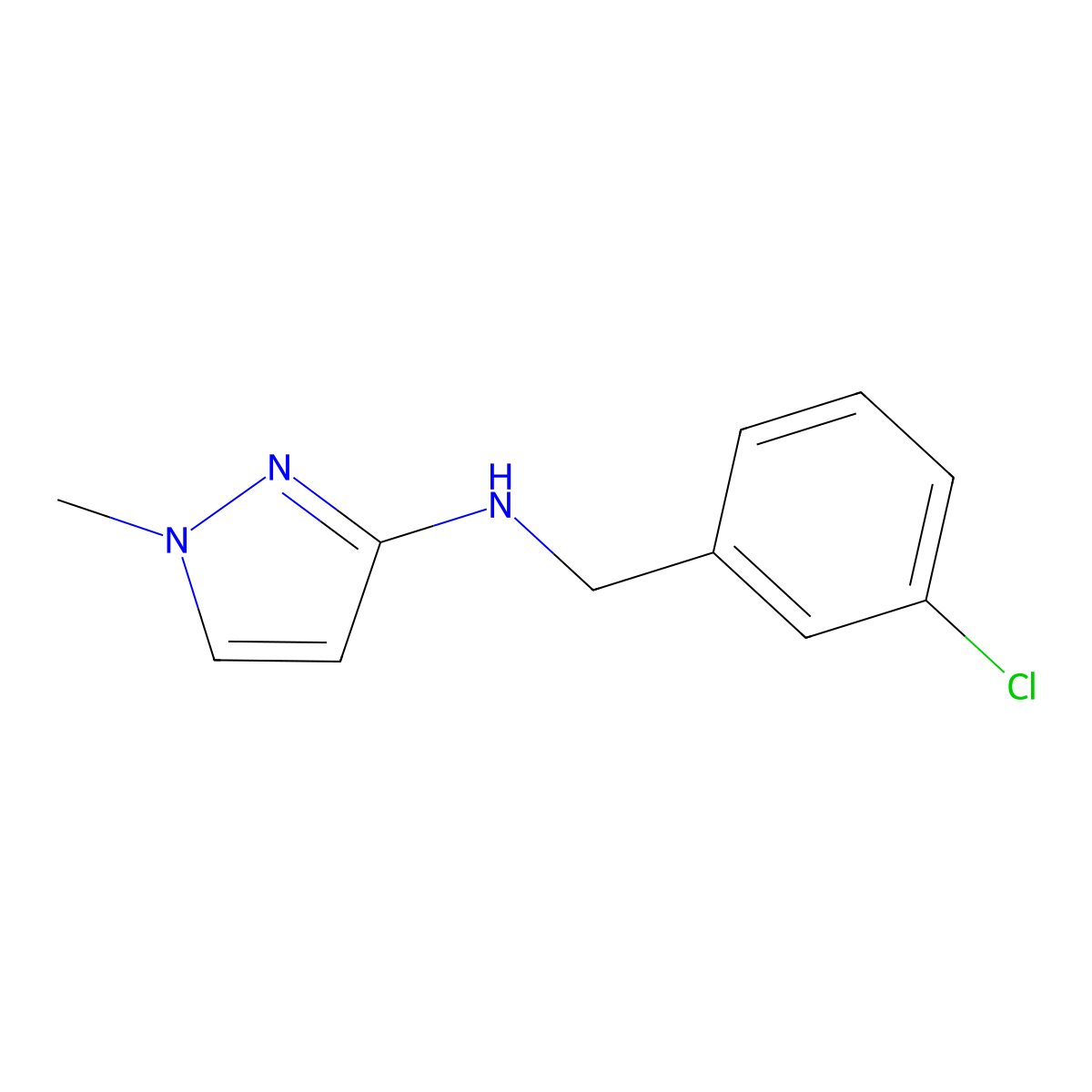 N-[(3-Chlorophenyl)methyl]-1-methyl-1H-pyrazol-3-amine molecular structure, CAS 1183511-53-6