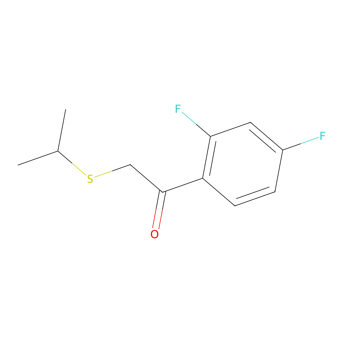 1-(2,4-Difluorophenyl)-2-(isopropylthio)ethan-1-one molecular structure, CAS 1183512-03-9
