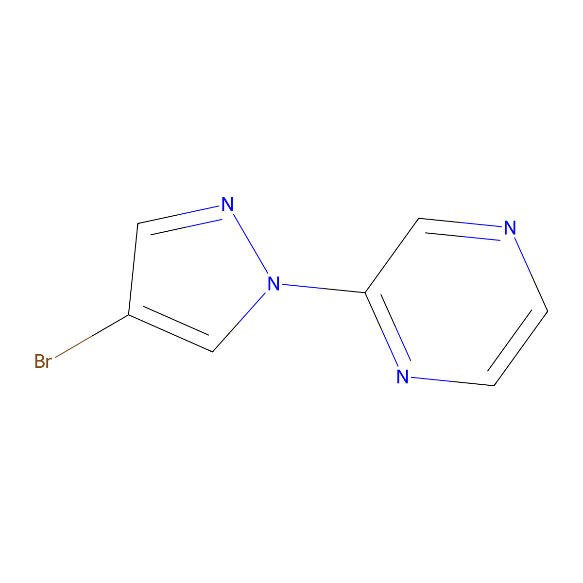 2-(4-bromo-1H-pyrazol-1-yl)pyrazine molecular structure, CAS 1183521-48-3