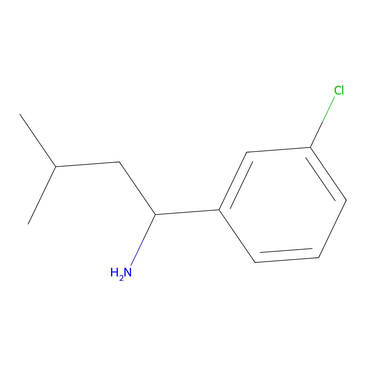 1-(3-Chlorophenyl)-3-methylbutan-1-amine molecular structure, CAS 1183537-67-8