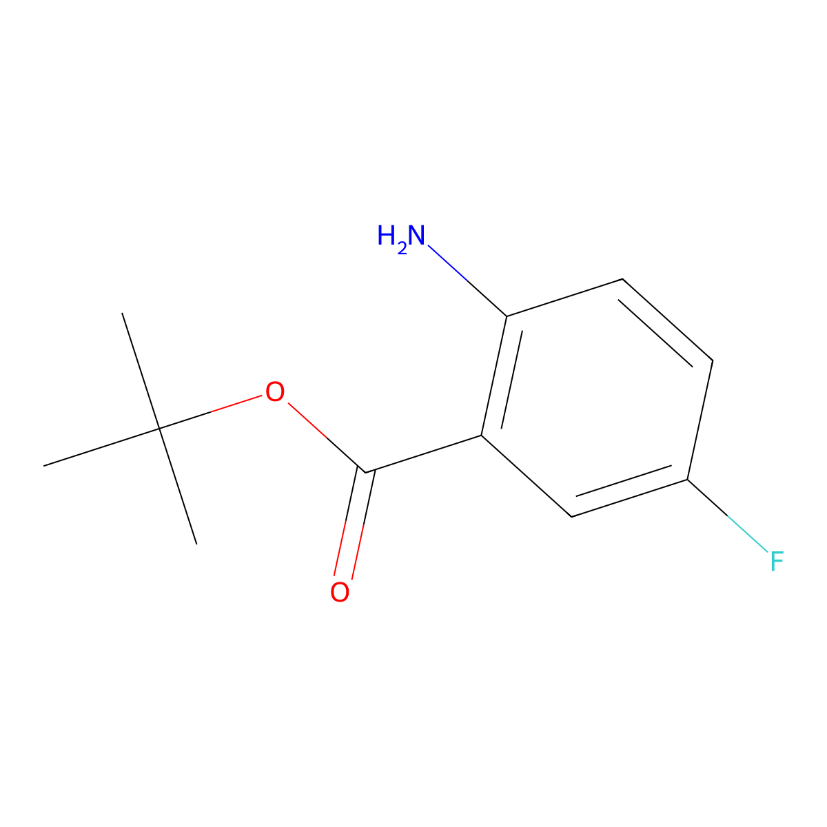 Tert-butyl 2-amino-5-fluorobenzoate molecular structure, CAS 1183539-10-7