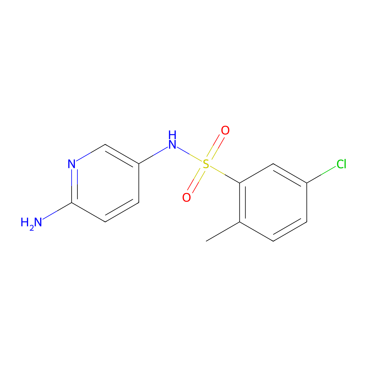 N-(6-aminopyridin-3-yl)-5-chloro-2-methylbenzenesulfonamide molecular structure, CAS 1183543-86-3