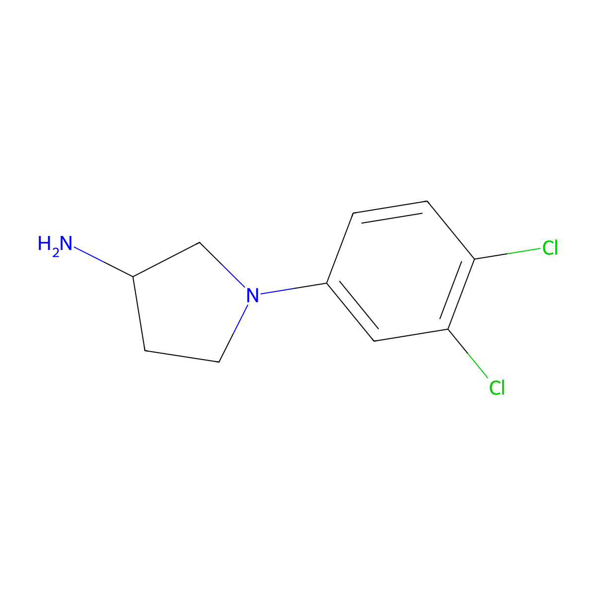 1-(3,4-Dichlorophenyl)pyrrolidin-3-amine molecular structure, CAS 1183558-44-2