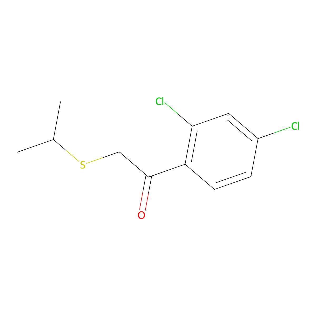 1-(2,4-Dichlorophenyl)-2-(isopropylthio)ethan-1-one molecular structure, CAS 1183561-05-8