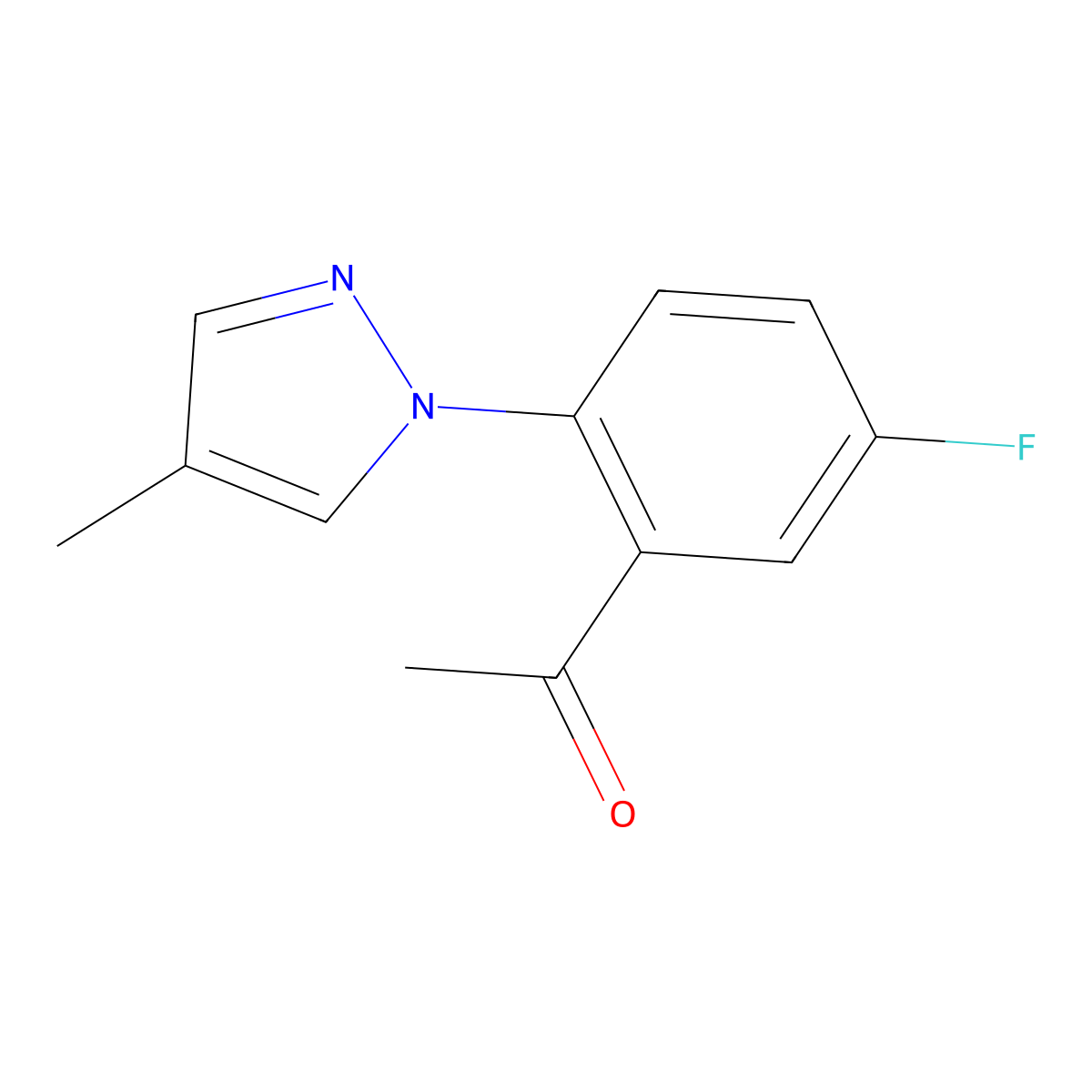1-(5-Fluoro-2-(4-methyl-1h-pyrazol-1-yl)phenyl)ethan-1-one molecular structure, CAS 1183564-91-1