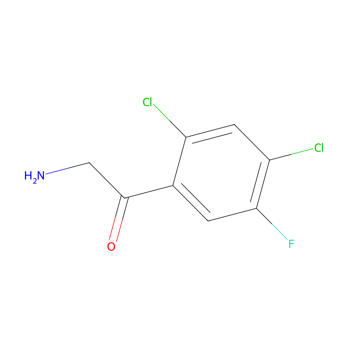 2-Amino-1-(2,4-dichloro-5-fluorophenyl)ethan-1-one molecular structure, CAS 1183574-68-6