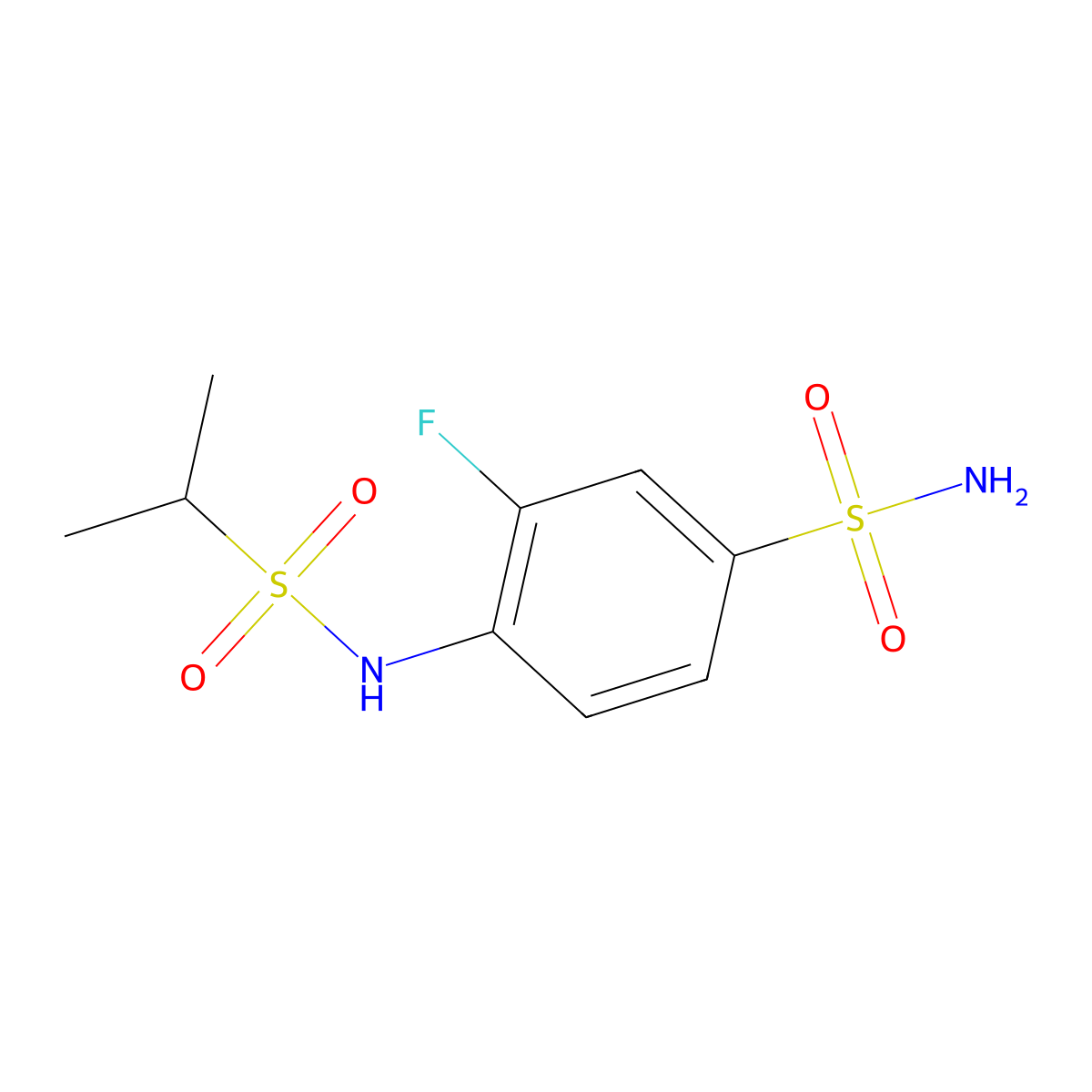 3-Fluoro-4-(propane-2-sulfonamido)benzene-1-sulfonamide molecular structure, CAS 1183577-09-4