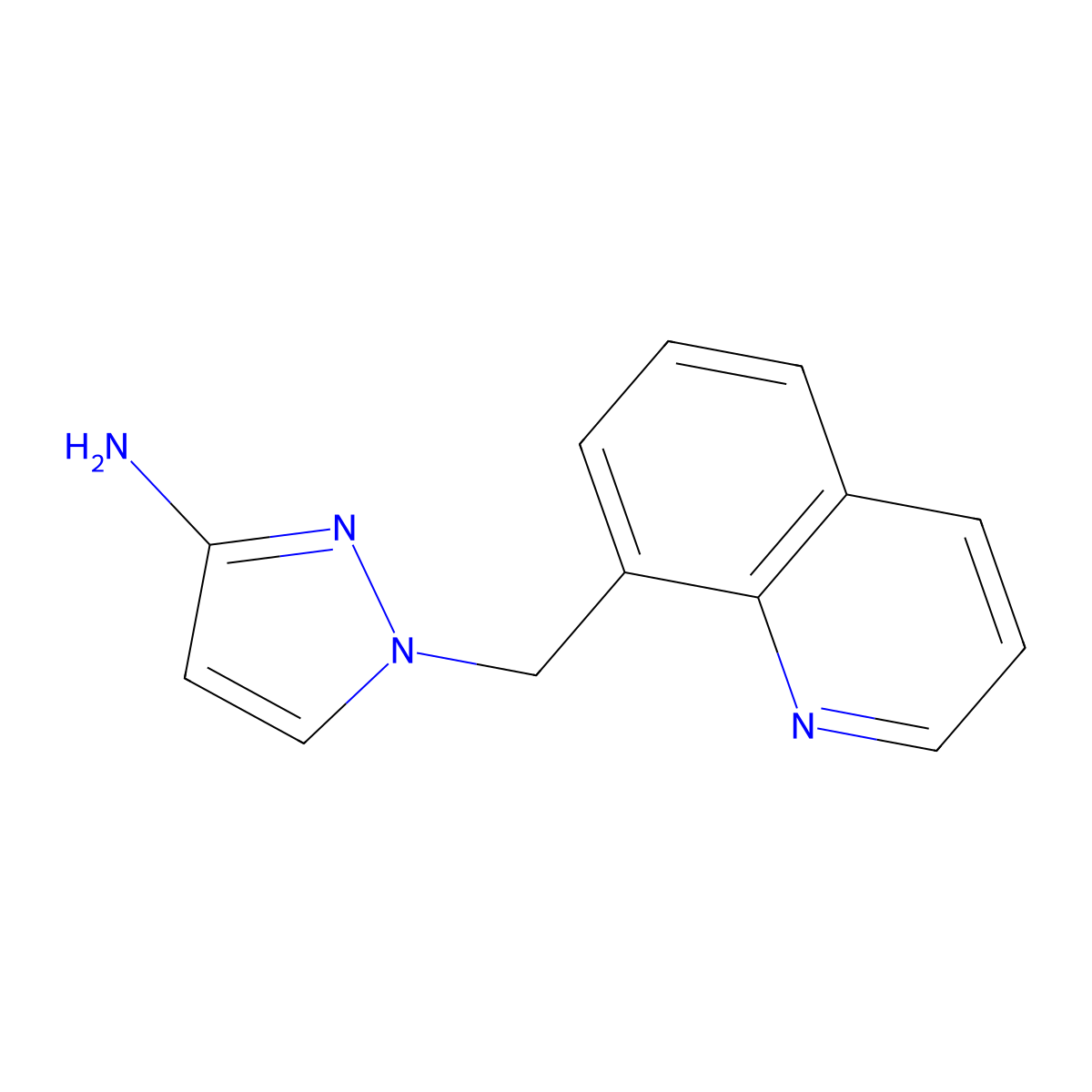 1-(quinolin-8-ylmethyl)-1H-pyrazol-3-amine molecular structure, CAS 1183577-36-7