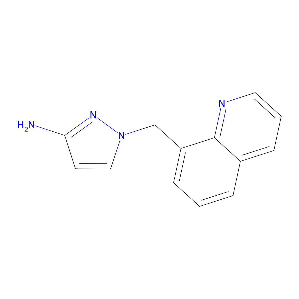 1-(quinolin-8-ylmethyl)-1H-pyrazol-3-amine molecular structure, CAS 1183577-36-7