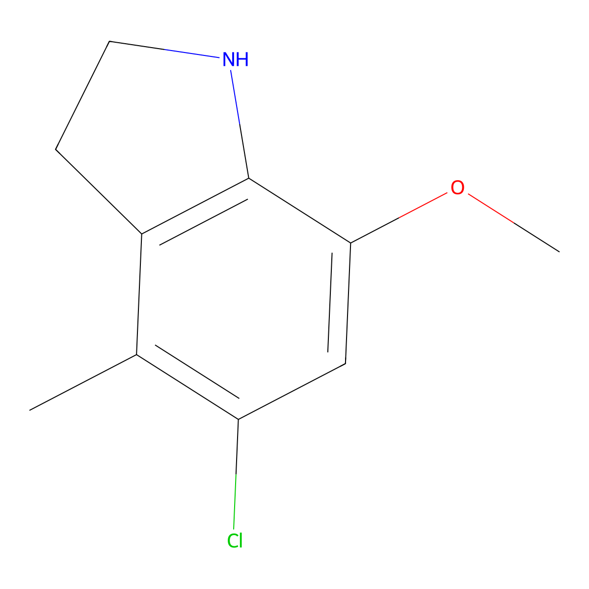 5-chloro-7-methoxy-4-methyl-2,3-dihydro-1H-indole molecular structure, CAS 1183577-64-1