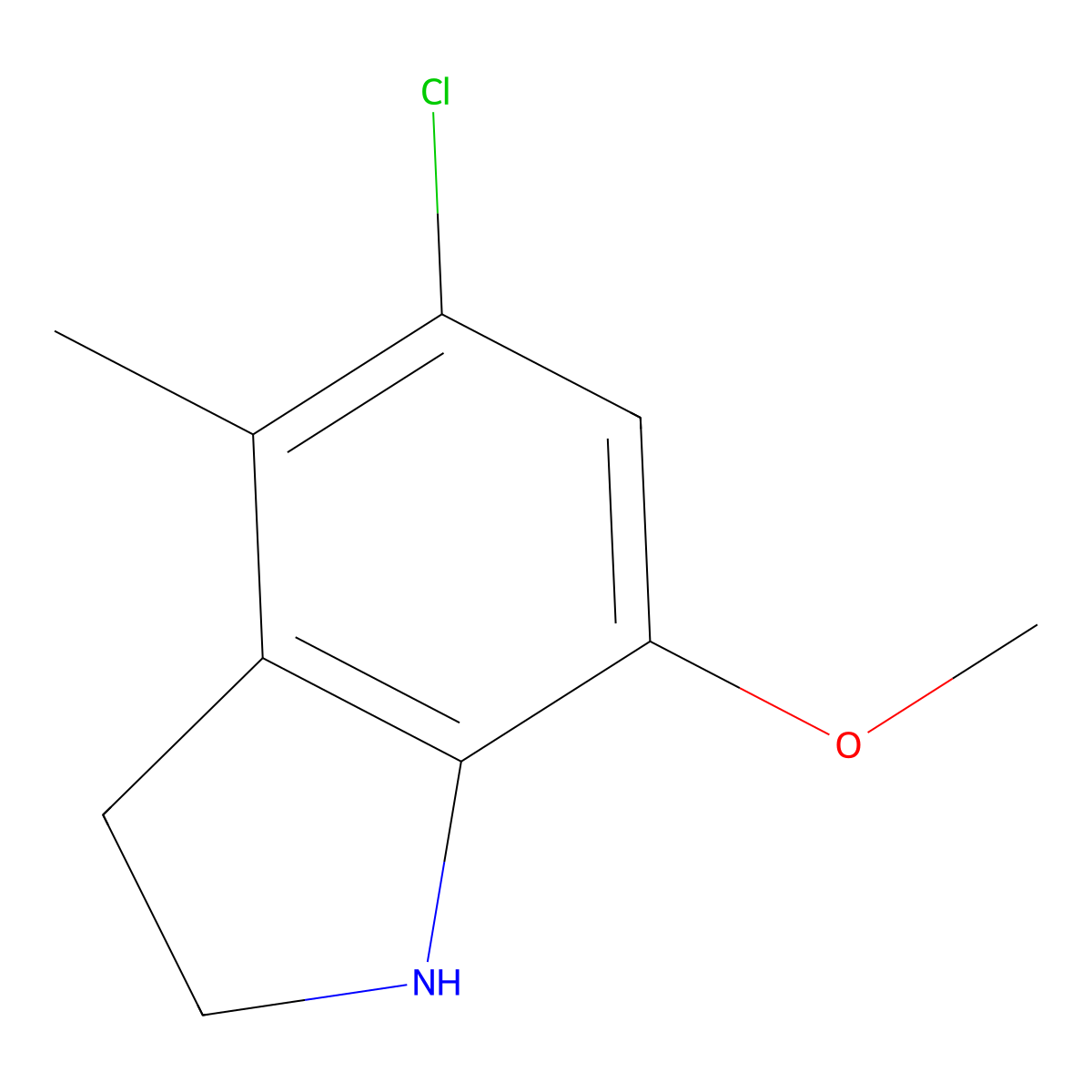 5-chloro-7-methoxy-4-methyl-2,3-dihydro-1H-indole molecular structure, CAS 1183577-64-1