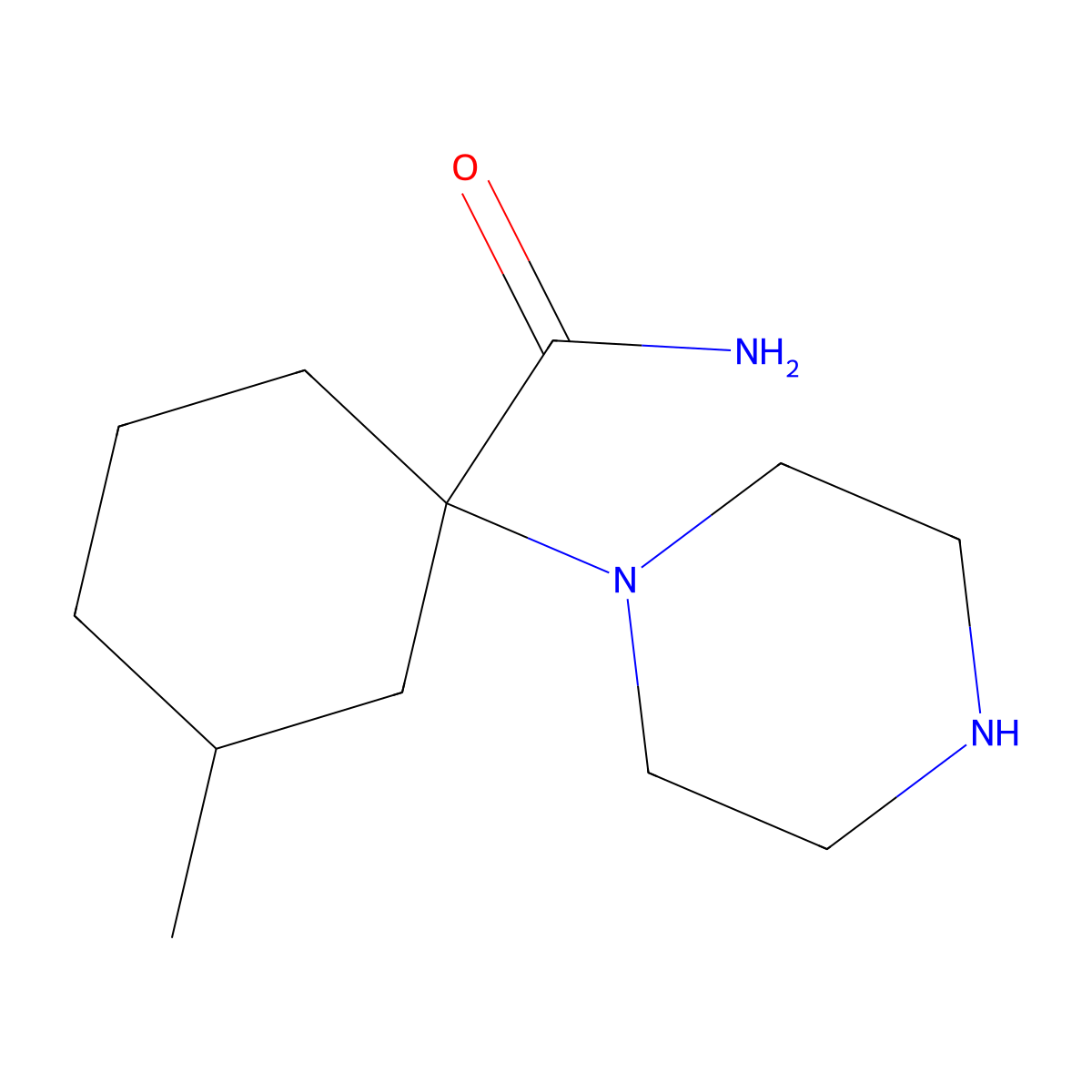3-Methyl-1-(piperazin-1-yl)cyclohexane-1-carboxamide molecular structure, CAS 1183582-19-5
