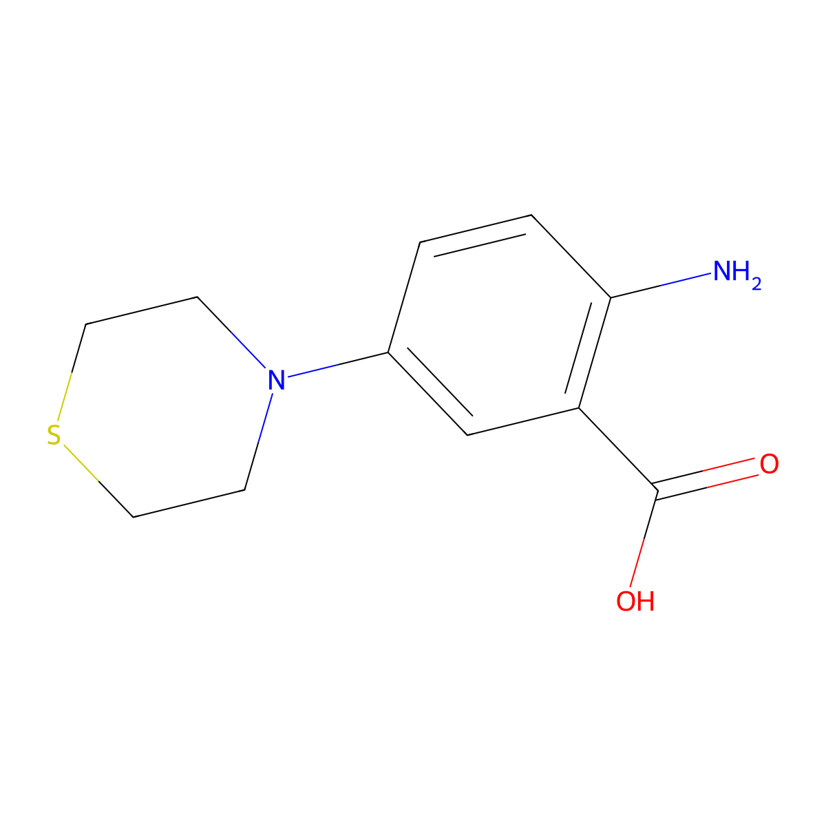 2-Amino-5-(thiomorpholin-4-yl)benzoic acid molecular structure, CAS 1183582-61-7