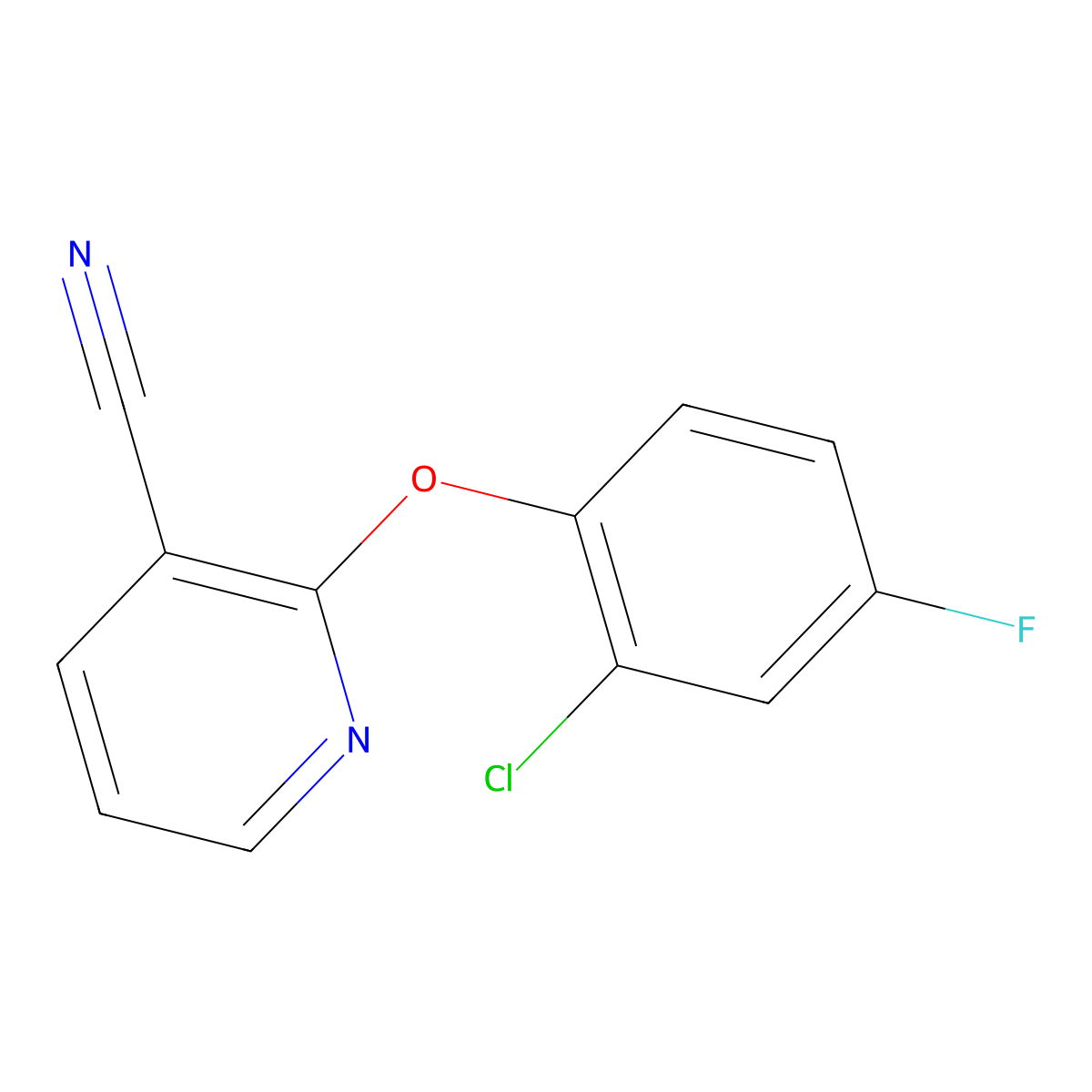 2-(2-Chloro-4-fluorophenoxy)nicotinonitrile molecular structure, CAS 1183594-45-7