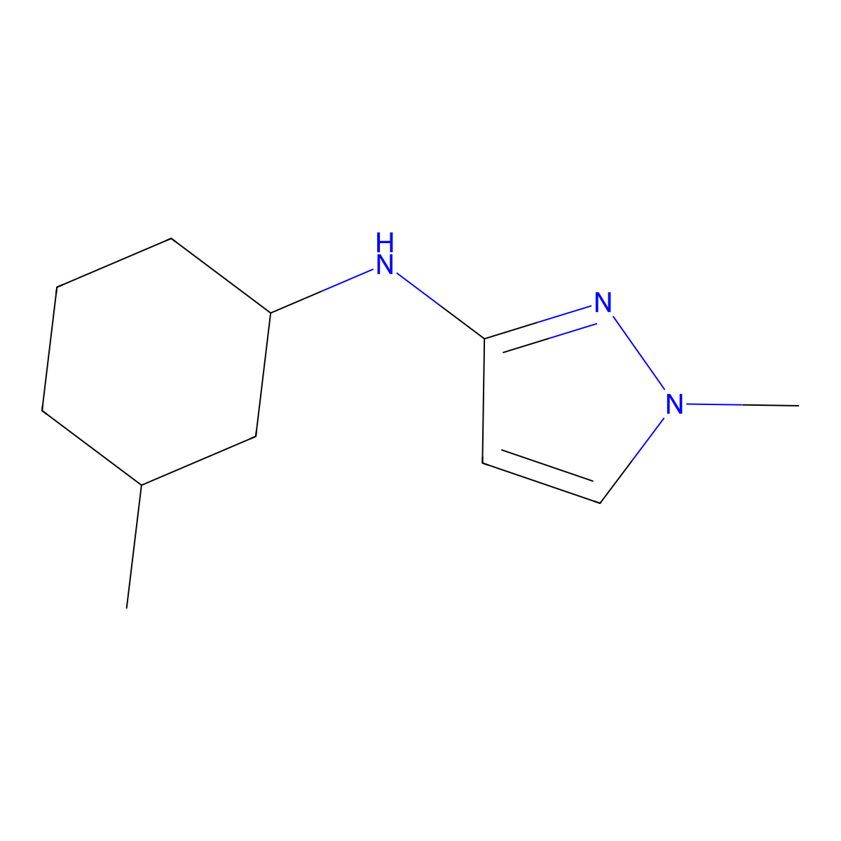 1-methyl-N-(3-methylcyclohexyl)-1H-pyrazol-3-amine molecular structure, CAS 1183596-52-2