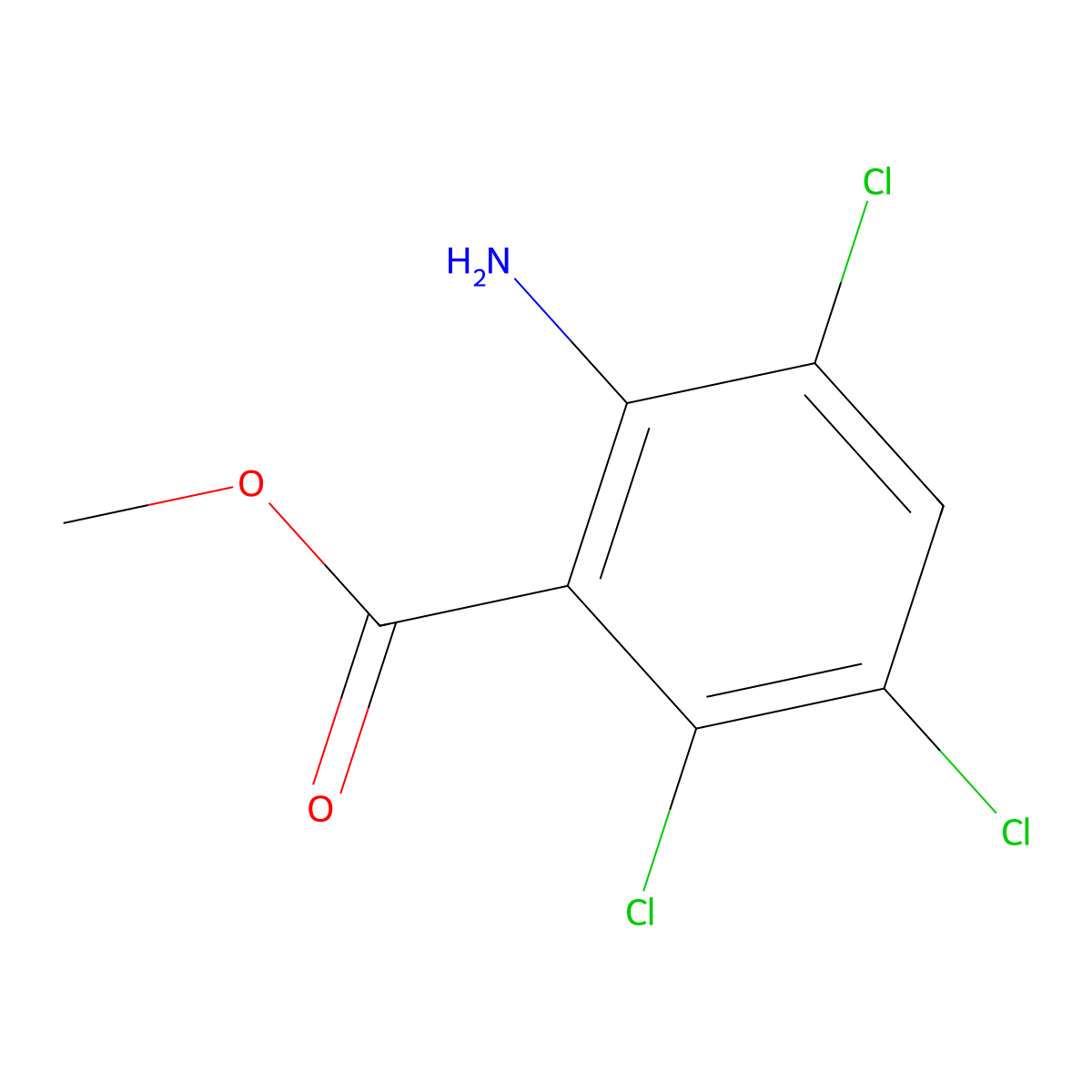 Methyl 2-amino-3,5,6-trichlorobenzoate molecular structure, CAS 1183600-76-1