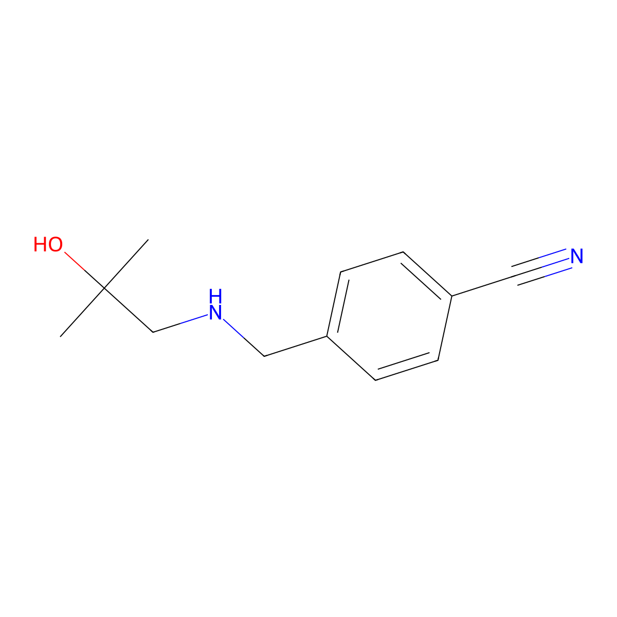 4-{[(2-Hydroxy-2-methylpropyl)amino]methyl}benzonitrile molecular structure, CAS 1183605-46-0