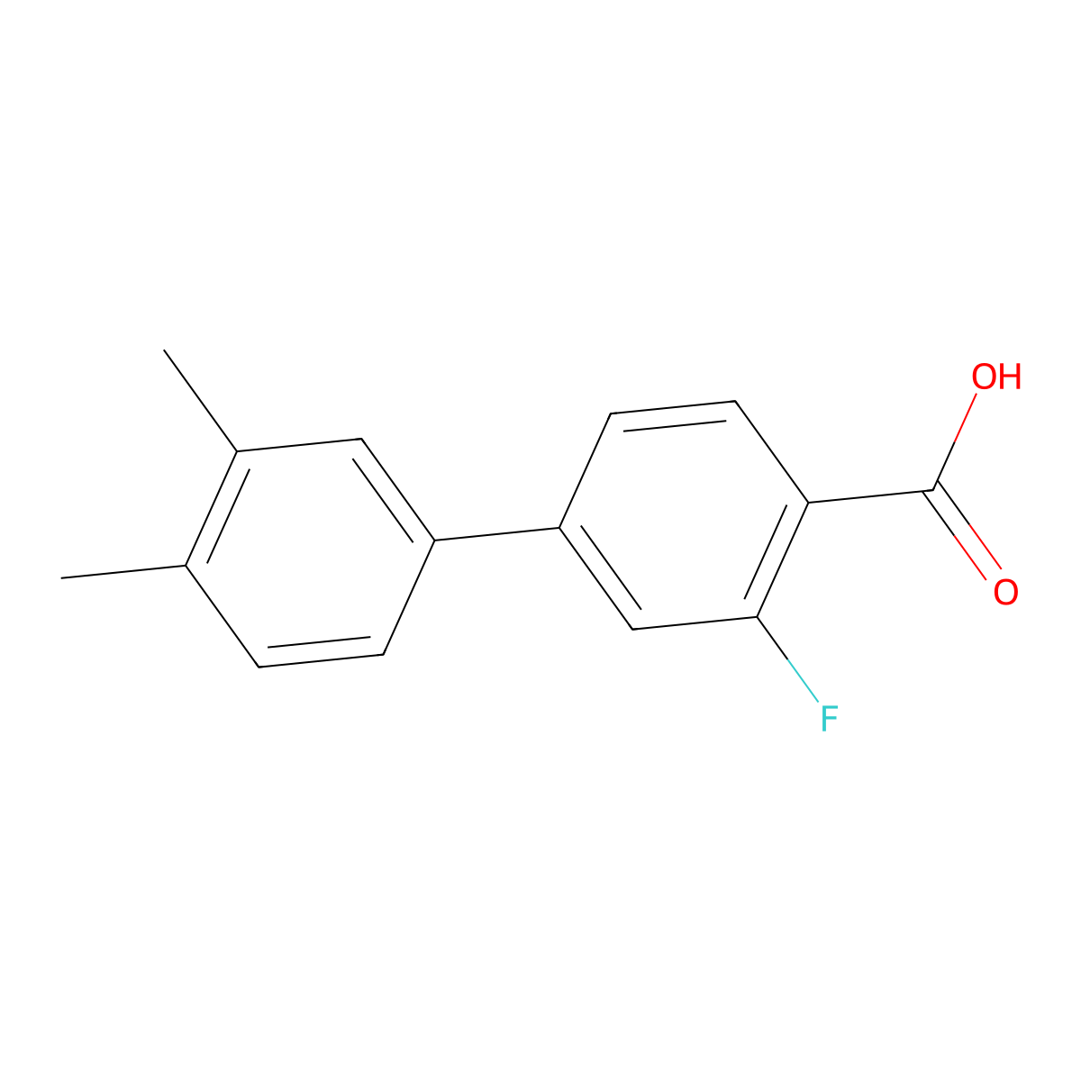 4-(3,4-Dimethylphenyl)-2-fluorobenzoic acid molecular structure, CAS 1183614-10-9